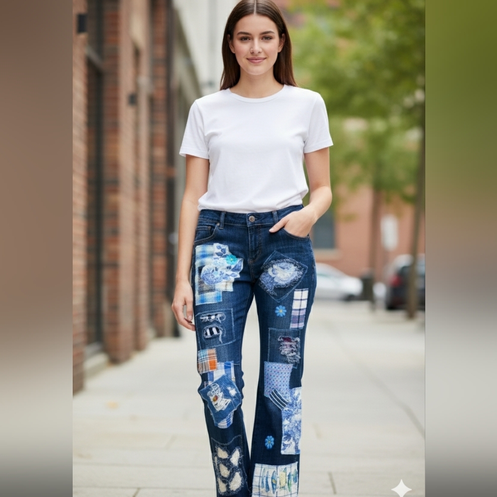 Custom & Handcrated, Upcycled Retro Wrangler Jeans 31x34 by ThreadsReclaimed